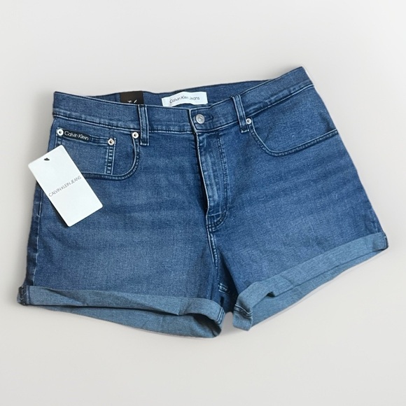 NWT Calvin Klein Blue High Rise Shorts sz 32 - Picture 1 of 9